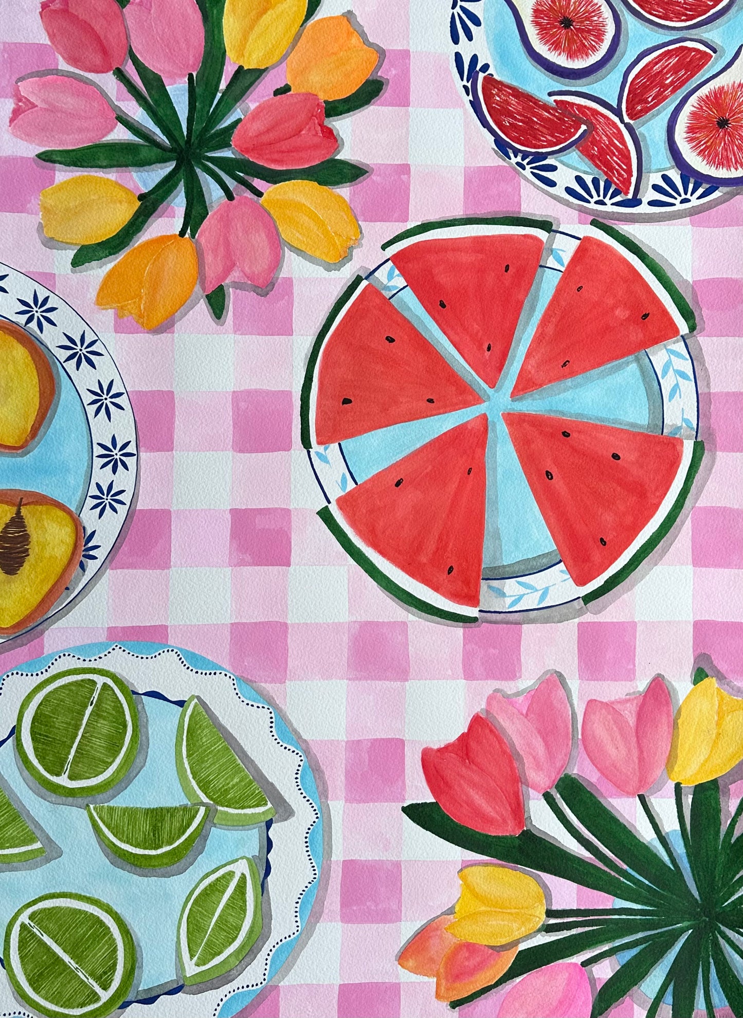 ‘Pink Picnic’ Tea Towel