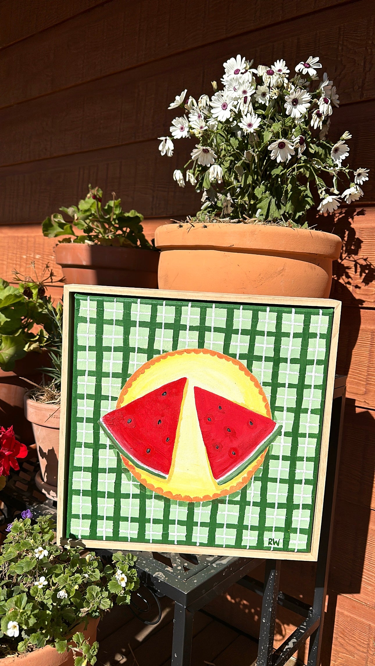 'Watermelon on Green Plaid'