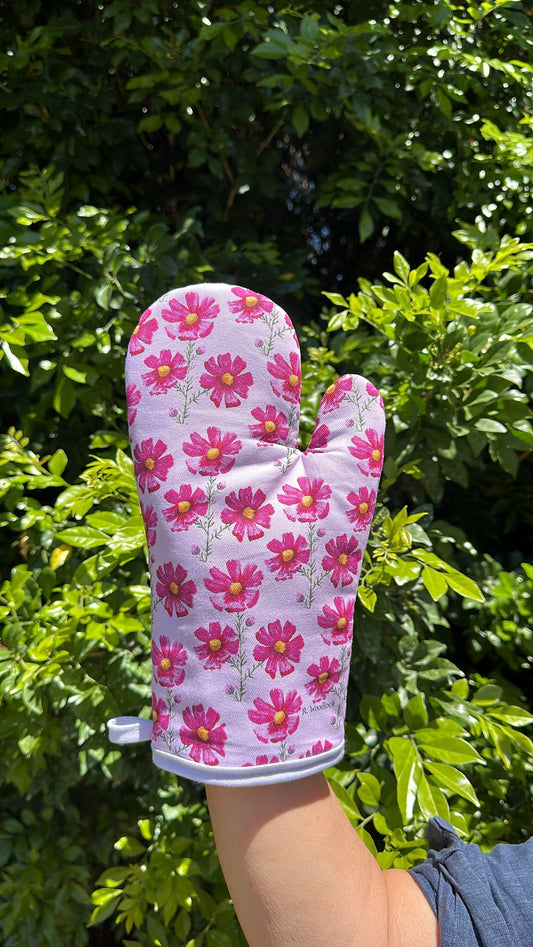 'Pink Cosmos' Oven Mitt