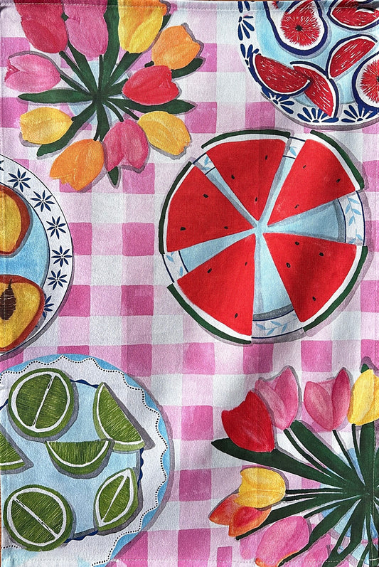 ‘Pink Picnic’ Tea Towel