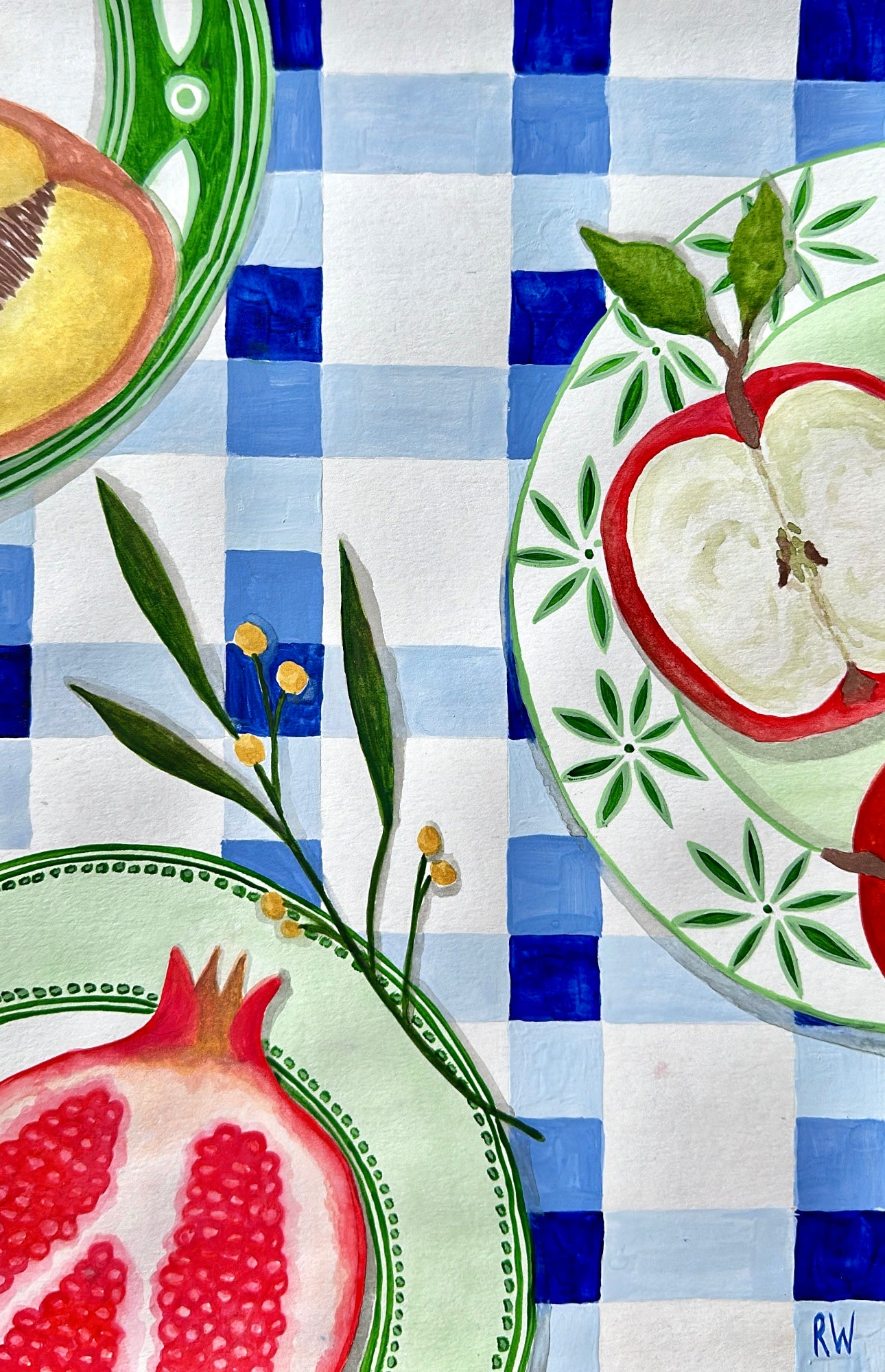 ‘Gingham Harvest’ Tea Towel