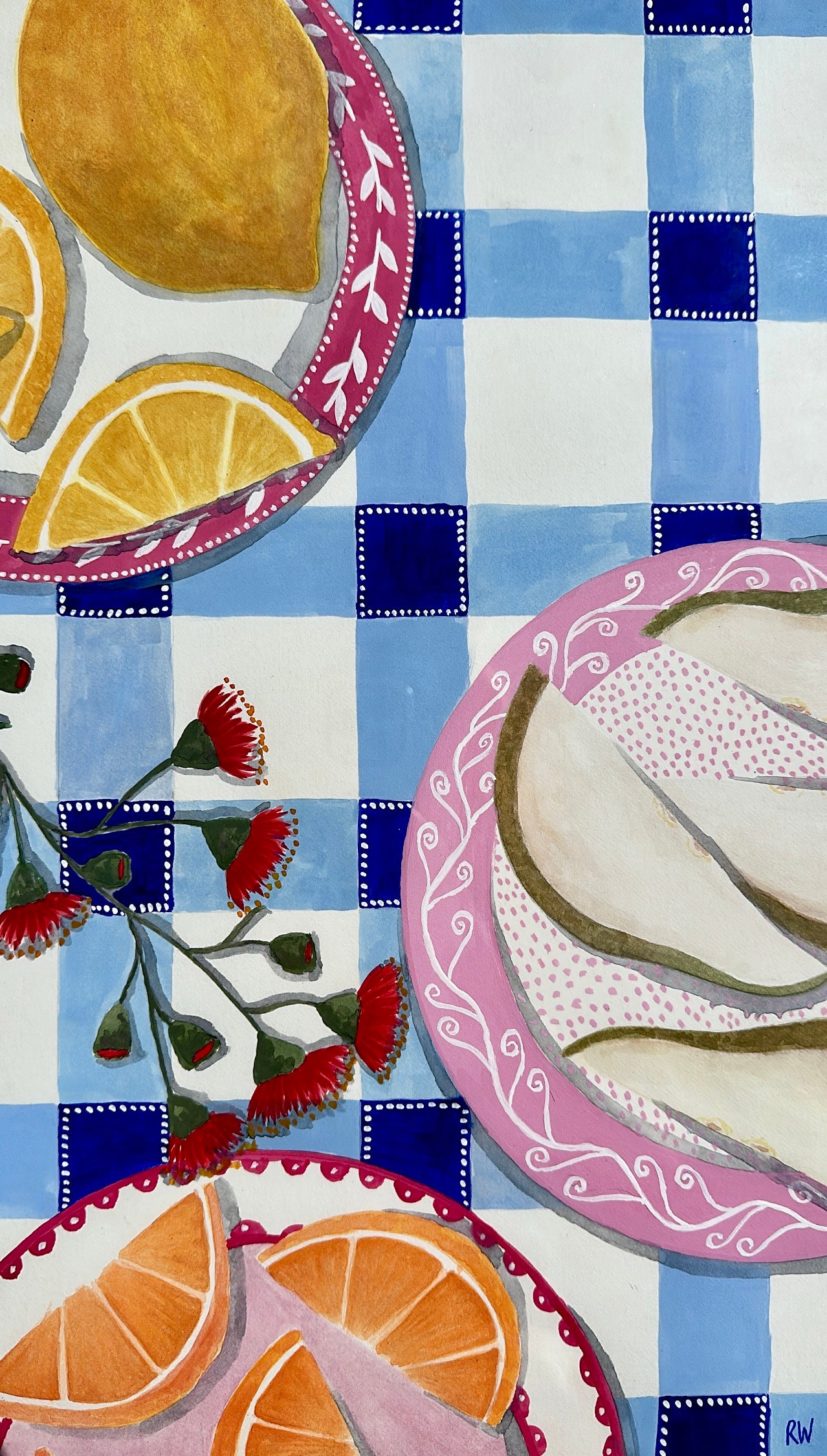 ‘Blooms & Citrus’ Tea Towel