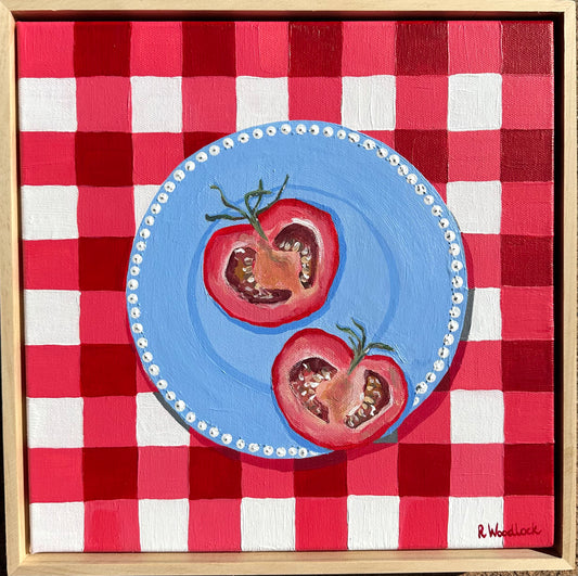 'Tomato Halves on Red Gingham'