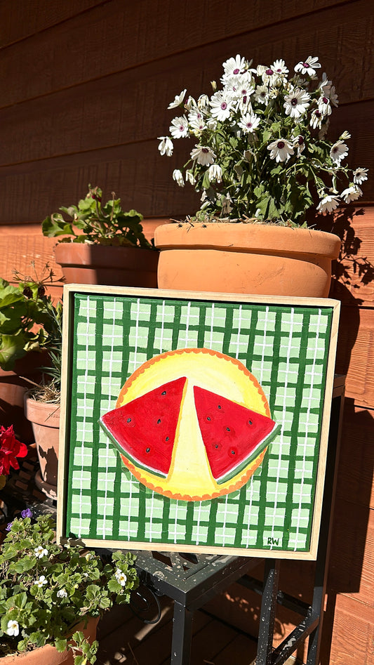 'Watermelon on Green Plaid'